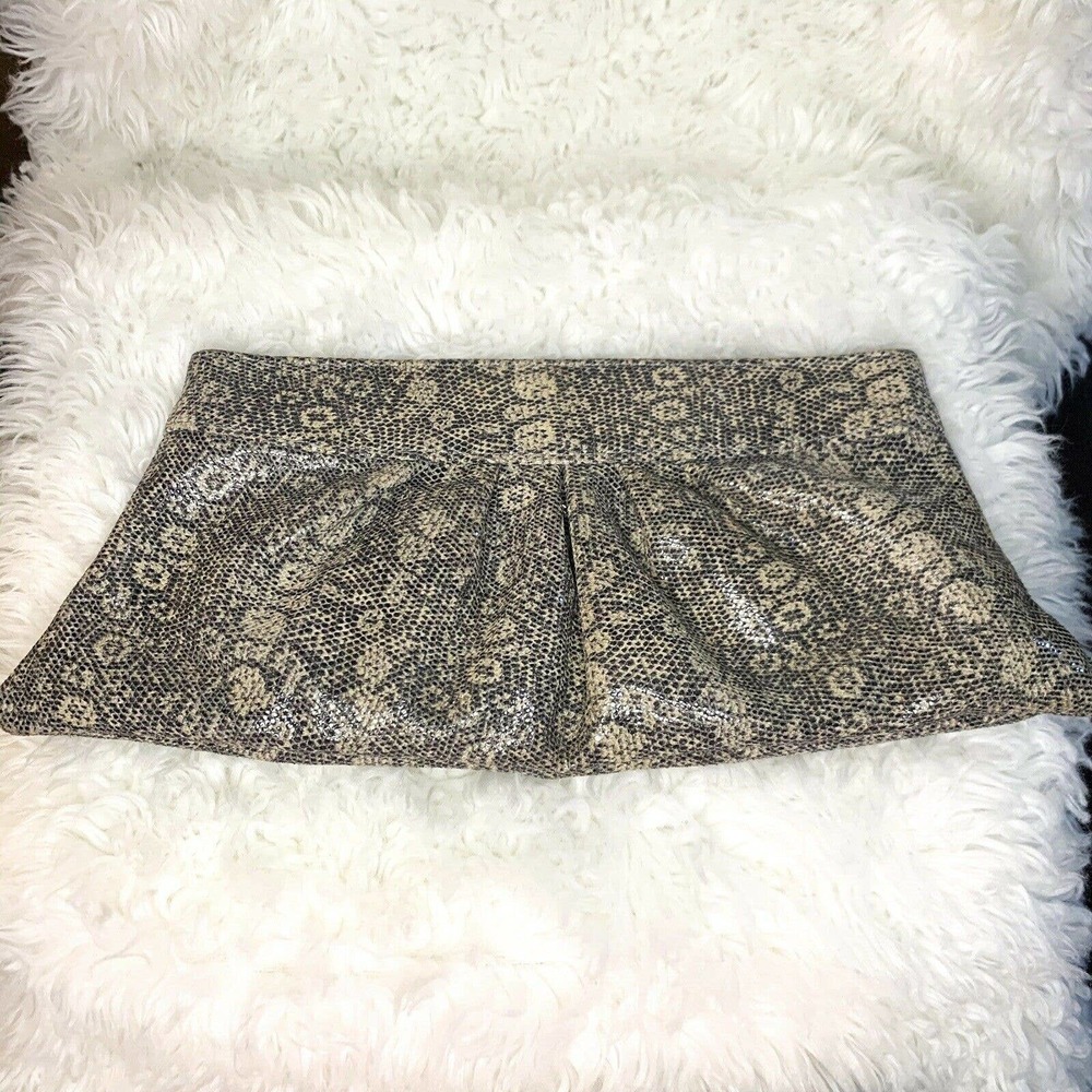 Lauren Mekin Clutch Faux Snakeskin Magnetic Closure